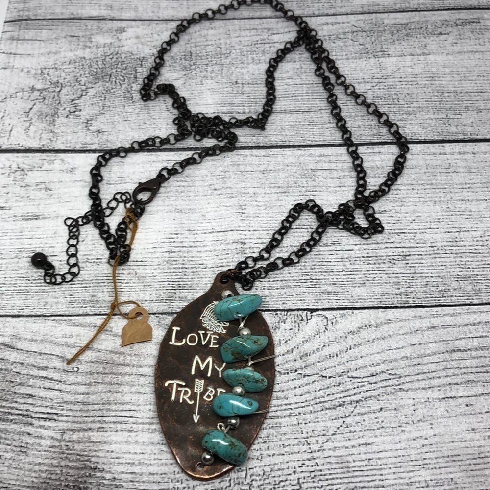 ARTISAN handcrafted "love my tribe"  Native American inspired necklace